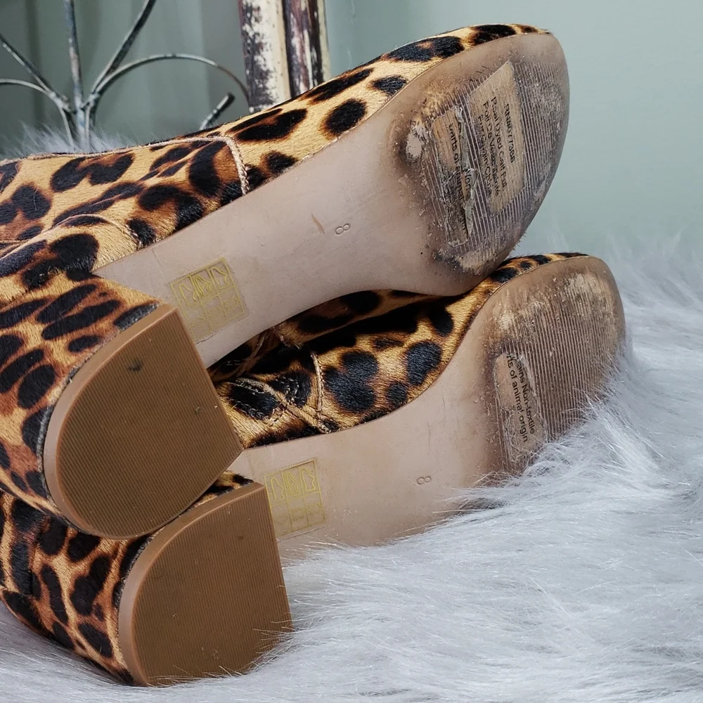 Madewell Leopard Calf Skin Leather Booties size 8 - Picture 6 of 6